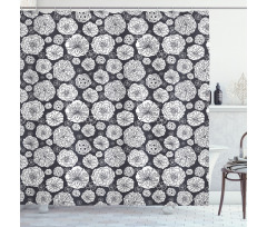 Sketchy Floral Dandelion Shower Curtain