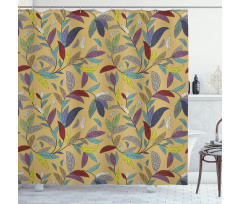 Hand Drawn Leaf Swirls Shower Curtain