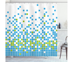 Mosaic Grid Pixel Art Shower Curtain