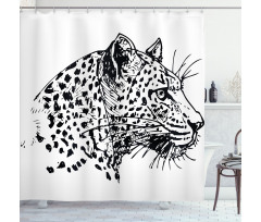Jaguar Sketch Wildlife Shower Curtain
