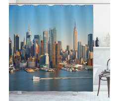 NYC Skyline River Scenery Shower Curtain