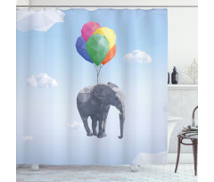 Elephant Baloons Sky Art Shower Curtain