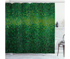 Digital Mosaic Pixel Grid Shower Curtain