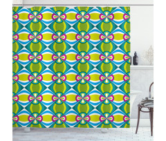 Floral Curvy Checked Shower Curtain
