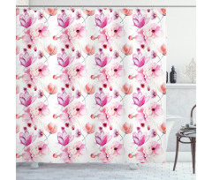 Watercolor Spring Blooms Shower Curtain