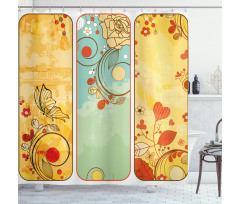 Floral Detailed Frames Shower Curtain