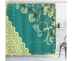 Retro Flora Lace Frame Shower Curtain