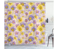 Hand Drawn Pansy Garden Shower Curtain