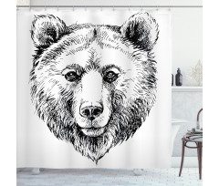 Grizzly Bear Ink Sketch Shower Curtain