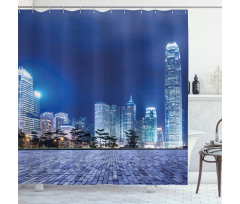 Hong Kong Skyline Night Shower Curtain