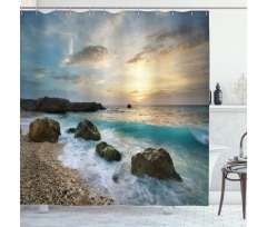 Seascape Sunrise Waves Shower Curtain