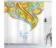 Pianist Swirls Colorful Shower Curtain