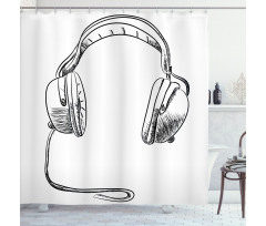 Sketchy DJ Headphones Shower Curtain
