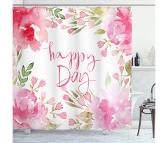 Watercolor Flowers Leaf Shower Curtain