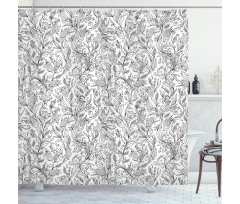 Sketch Flower Swirl Shower Curtain