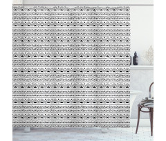 Black White Aztec Border Shower Curtain