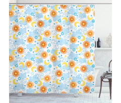 Celestial Elements Tile Shower Curtain