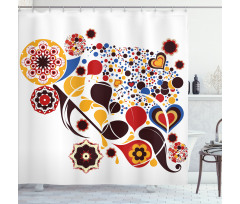 Flowers Hearts Notes Shower Curtain