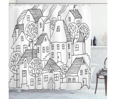 Cartoon House Village Shower Curtain