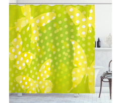 Butterfly Shapes Dots Shower Curtain