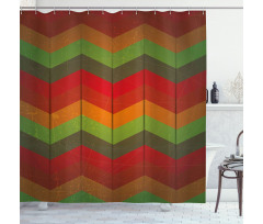 Abstract Zigzag Striped Shower Curtain