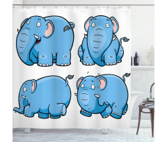 Cartoon Elephants Shower Curtain