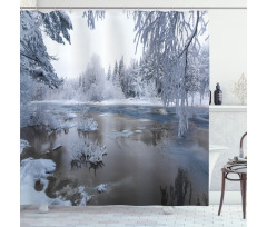 Nordic Snow Nature Icy Shower Curtain