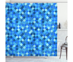 Diagonal Checked Pattern Shower Curtain