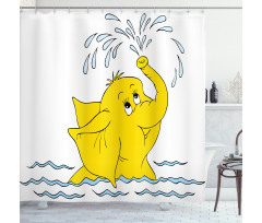 Cartoon Elephant Water Shower Curtain