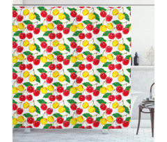 Graphic Colored Cherries Shower Curtain