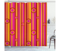 Stripes Circles Vibrant Shower Curtain