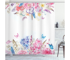 Rose Flower Daisies Shower Curtain