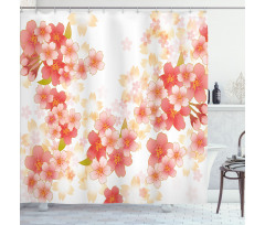 Vibrant Sakura Flowers Shower Curtain