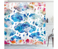 Clouds Raindrops Shower Curtain