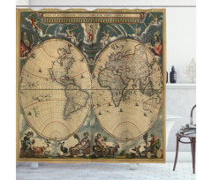 Old Map World Shower Curtain