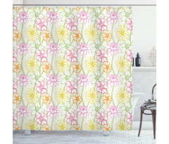 Colorful Flowers Sketchy Shower Curtain
