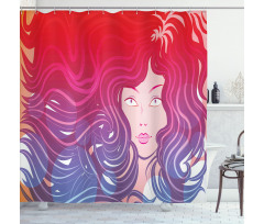 Little Mermaid Face Hair Shower Curtain