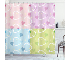 Hearts Dots Colorful Shower Curtain
