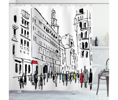 Ink Cityscape Street View Shower Curtain