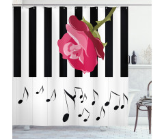 Red Rose on the Piano Shower Curtain