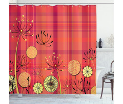 Umbellifer Flower Tartan Shower Curtain