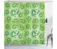Doodle Style Alien Frogs Shower Curtain