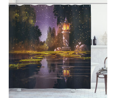 Lantern Forest Night Shower Curtain