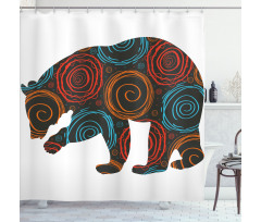 Bear Circles Dots Shower Curtain