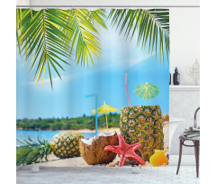 Coconut Pineapple Summer Shower Curtain