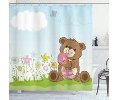 Cartoon Teddy Bear and Toy Shower Curtain