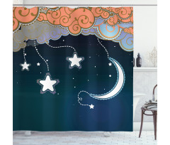 Clouds Stars and Moon Shower Curtain