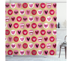 Cartoon Style Hearts Shower Curtain