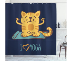 Cat Lotus Position Shower Curtain