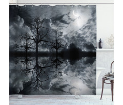 Trees Night Sky Cloud Shower Curtain